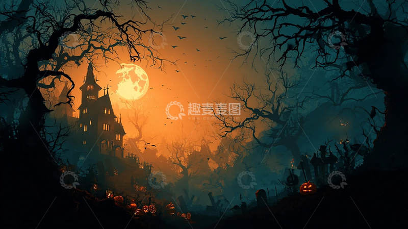 高清大图下载【趣麦麦图】幽灵古堡的恐怖夜晚