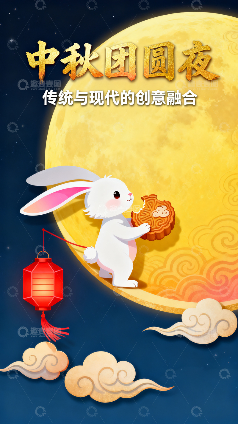 高清大图下载【趣麦麦图】国庆中秋海报5