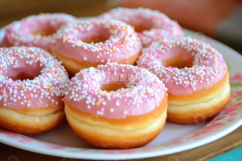 高清大图下载【趣麦麦图】一盘美味的草莓甜甜圈