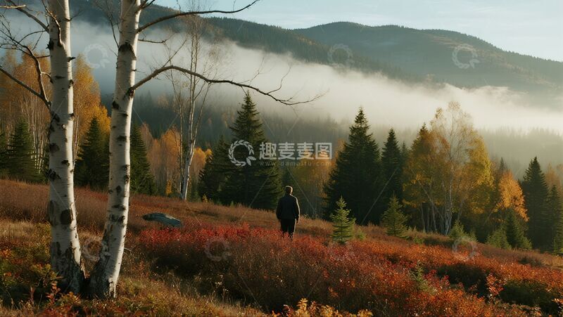 高清大图下载【趣麦麦图】全景拍摄山地植被实拍风格照片