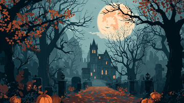 幽暗鬼屋夜景图