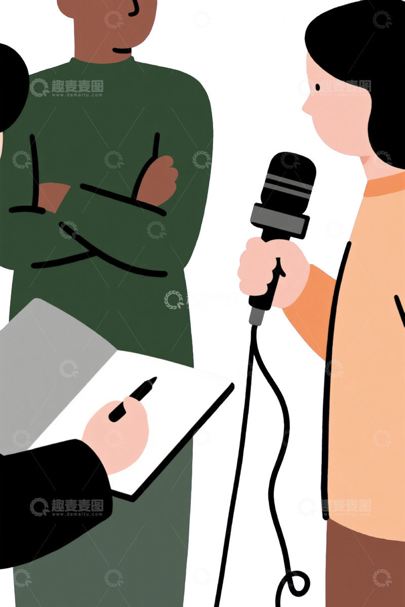 高清大图下载【趣麦麦图】记者站立采访的场景素材