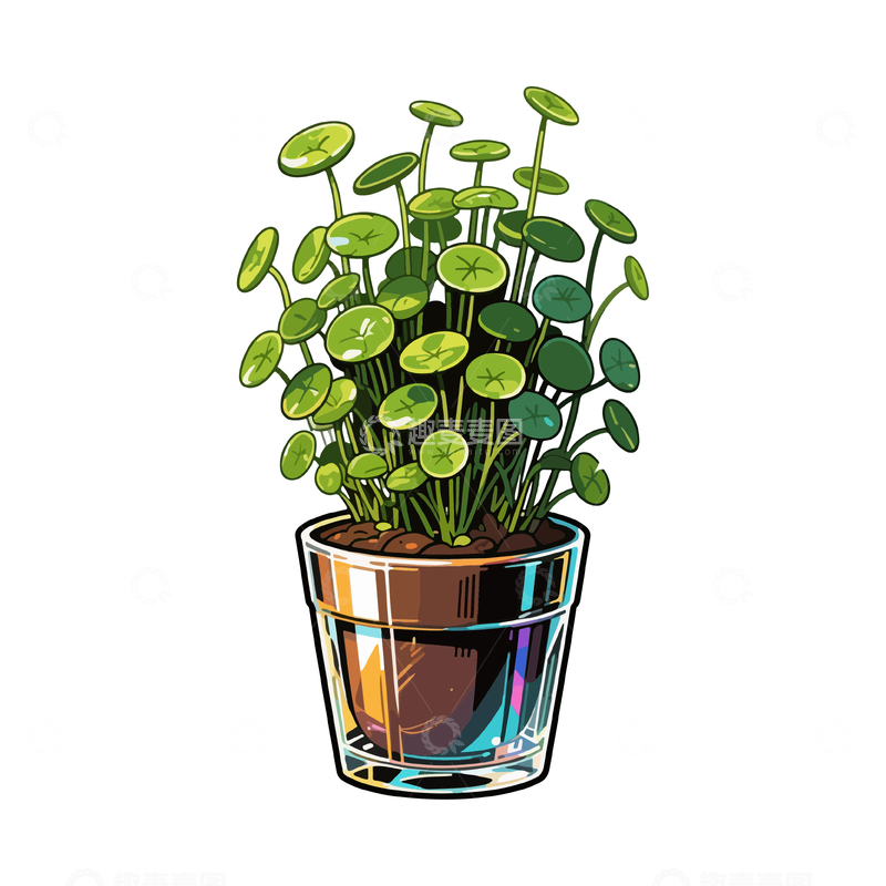 一盆铜钱草盆栽