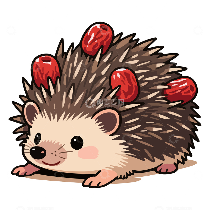 源文件下载【趣麦麦图】扎着小红枣的刺猬1