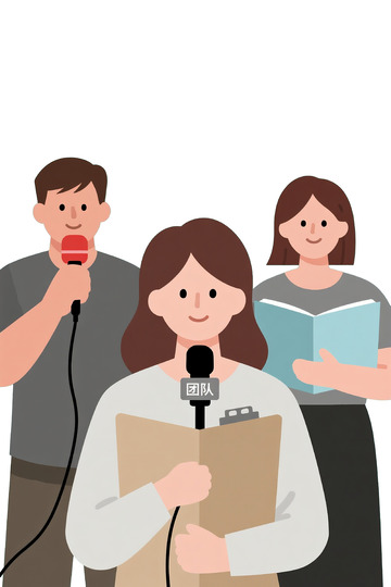 矢量风中国记者节双人采访场景