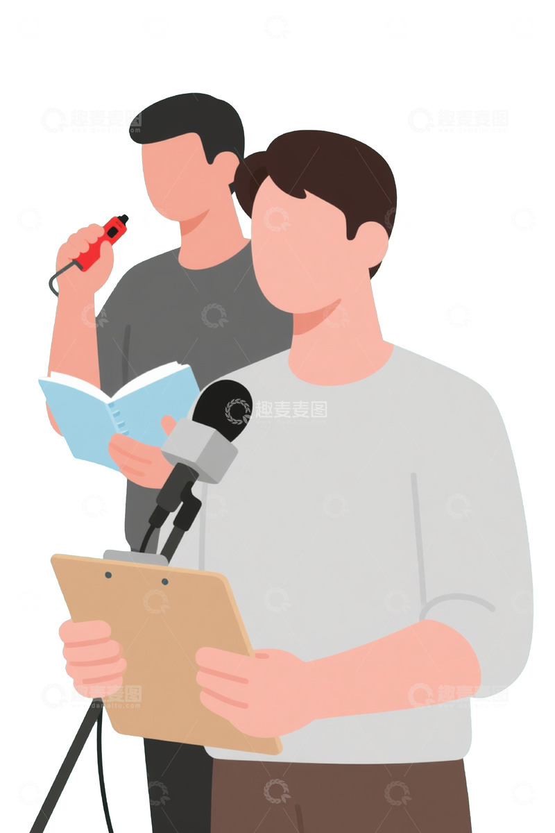 高清大图下载【趣麦麦图】记者现场记录素材