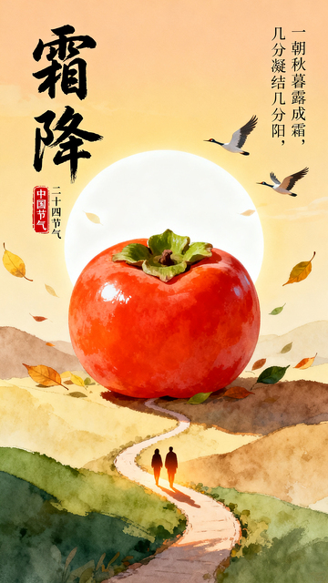 霜降中国传统节气创意海报素材图片