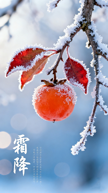 霜降中国传统节气特写海报素材图片