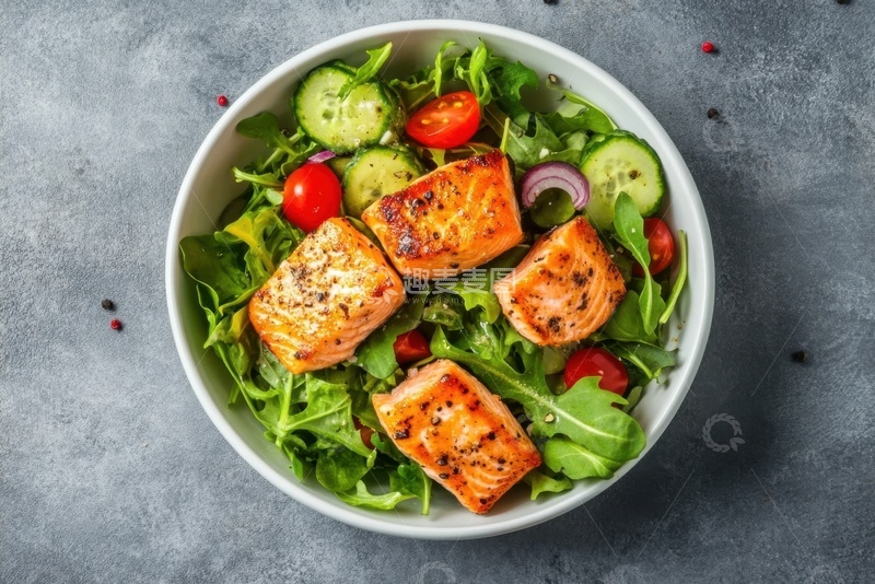 高清大图下载【趣麦麦图】简约香煎三文鱼美食