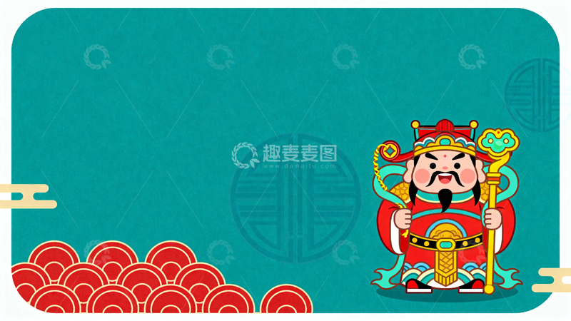 高清大图下载【趣麦麦图】国风卡通门神新年边框12