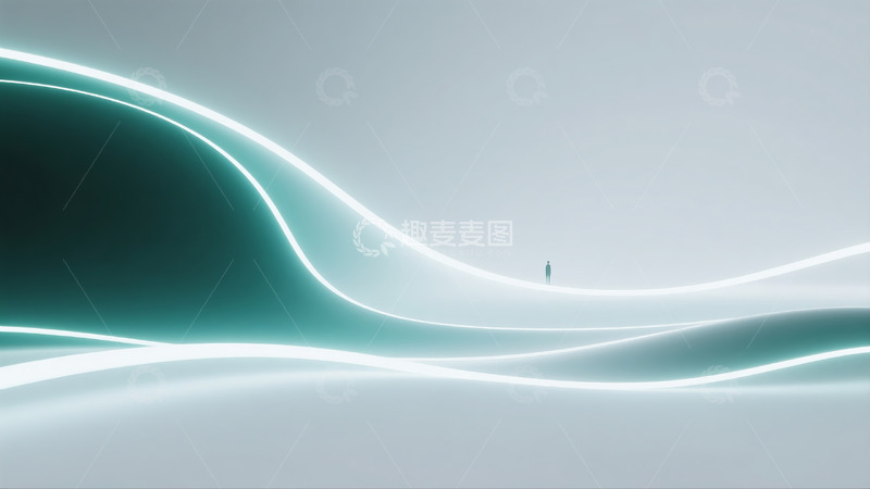 高清大图下载【趣麦麦图】-流畅墨绿线条背景