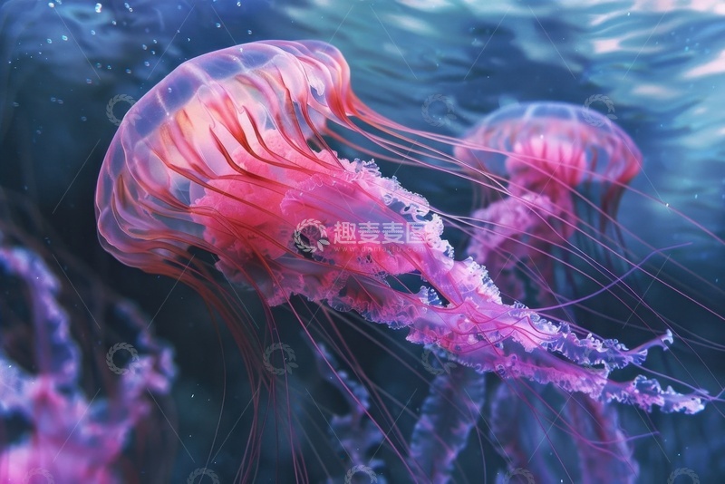 高清大图下载【趣麦麦图】大海里的一群水母