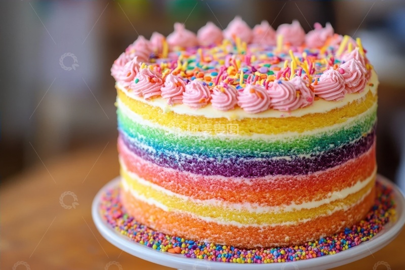 高清大图下载【趣麦麦图】彩虹奶油蛋糕美食