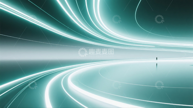 高清大图下载【趣麦麦图】流畅墨绿线条背景