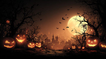 满月下的恐怖城堡景象