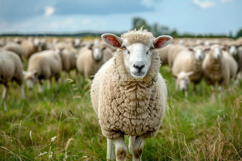 高清大图下载【趣麦麦图】一群草地上的绵羊