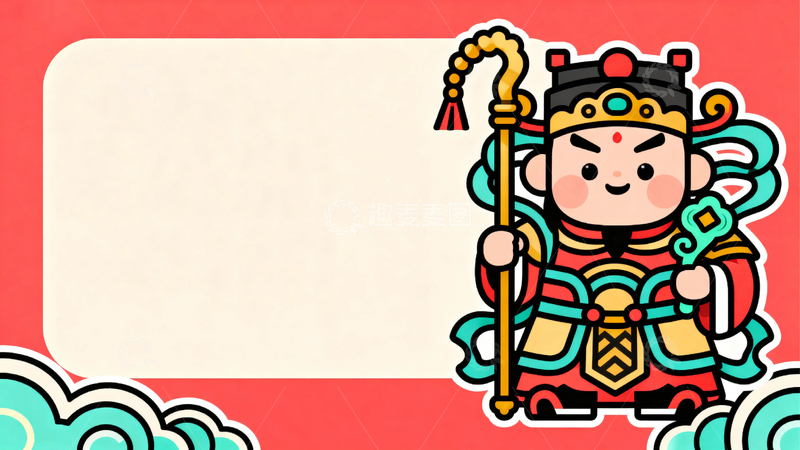 高清大图下载【趣麦麦图】国风卡通门神新年边框20