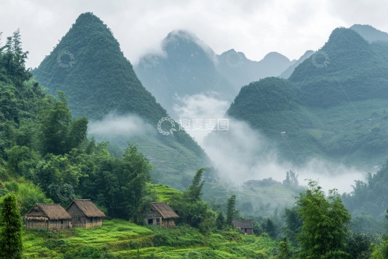 高清大图下载【趣麦麦图】深山里的高山云雾