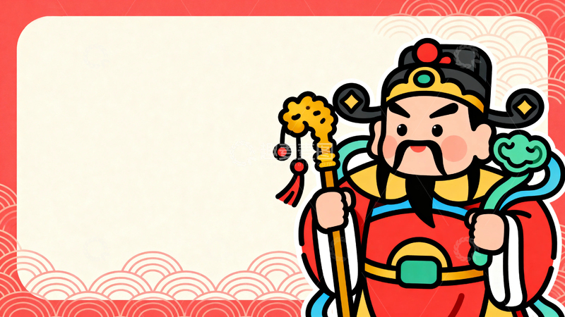 高清大图下载【趣麦麦图】国风卡通门神新年边框16