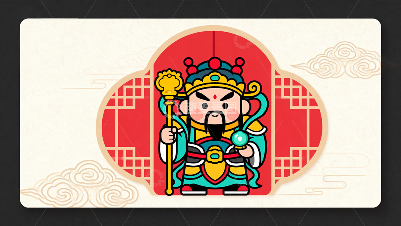 高清大图下载【趣麦麦图】国风卡通门神新年边框2