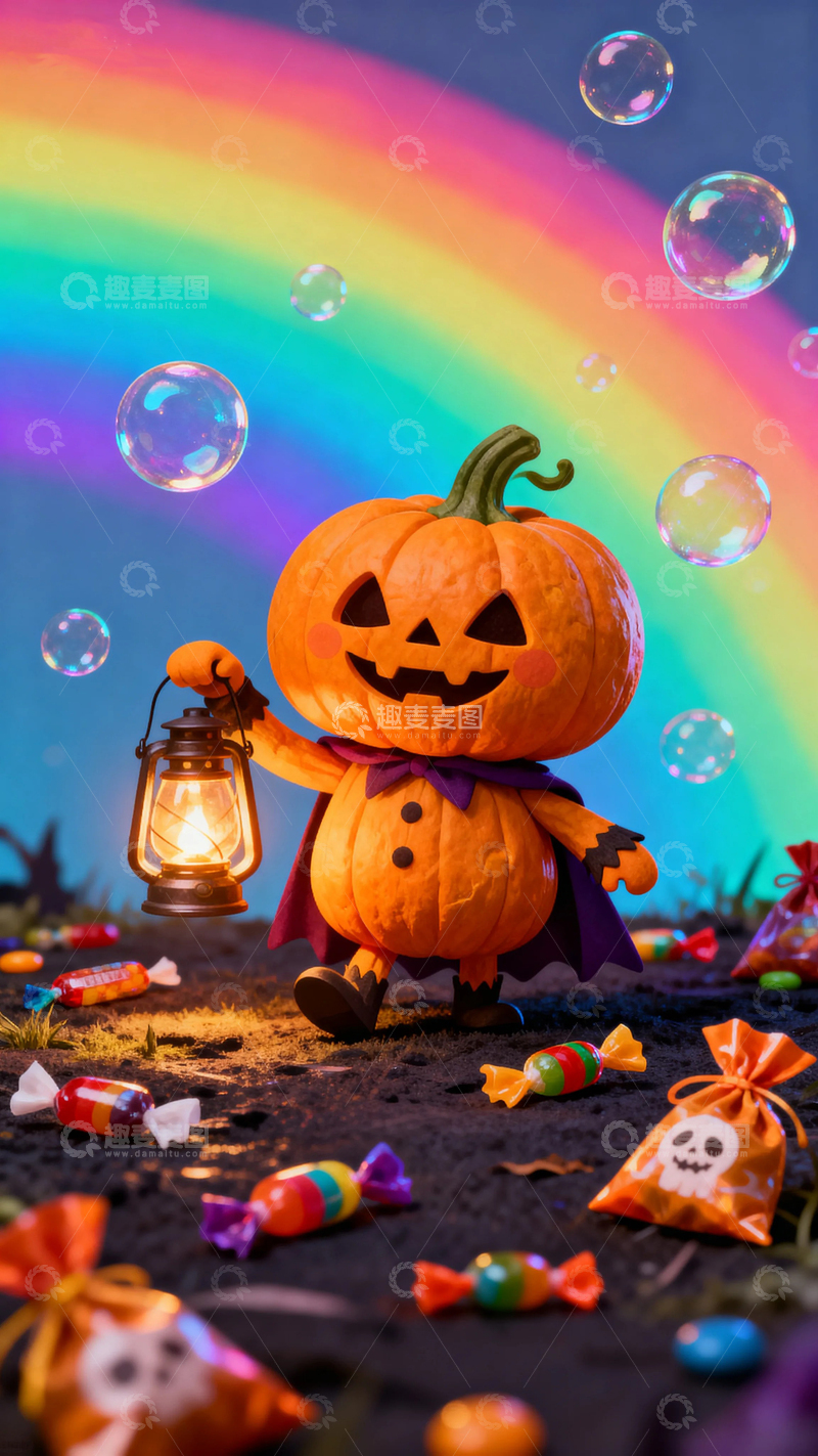 高清大图下载【趣麦麦图】万圣节海报南瓜头小人2