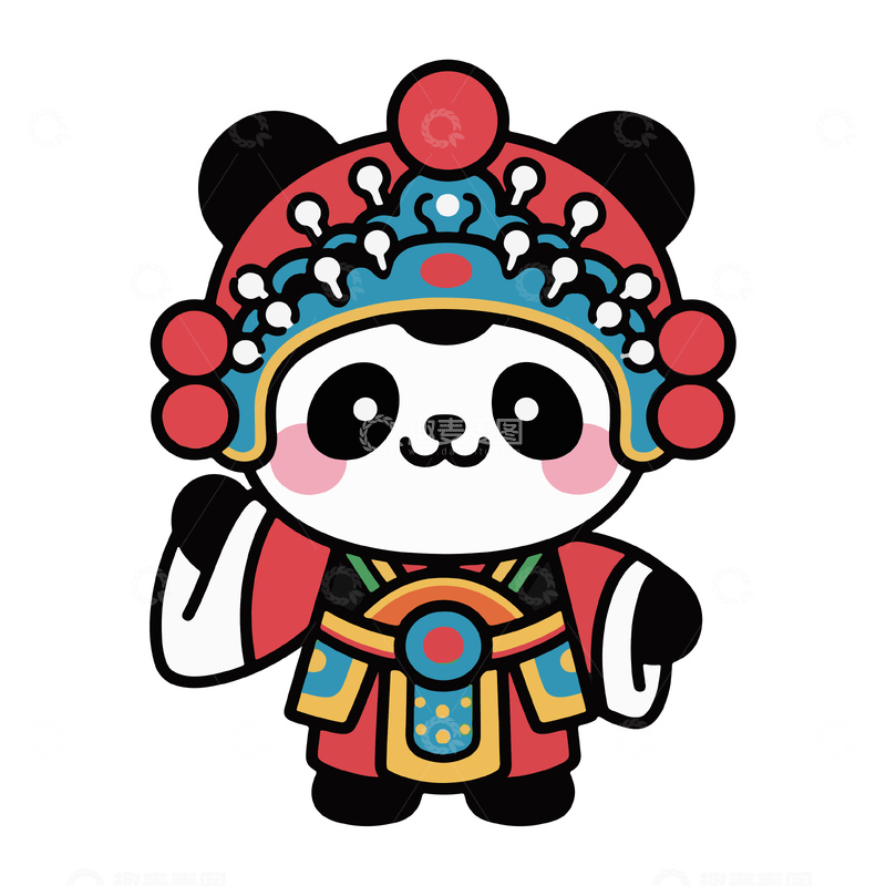 源文件下载【趣麦麦图】-京剧熊猫花旦