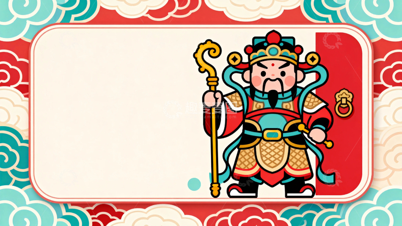 高清大图下载【趣麦麦图】国风门神提示框1