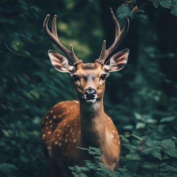 神秘森林中的雄伟鹿王