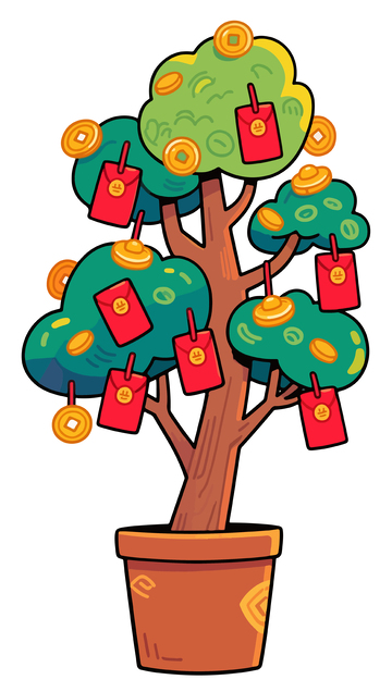 春节发财树红包金元宝1