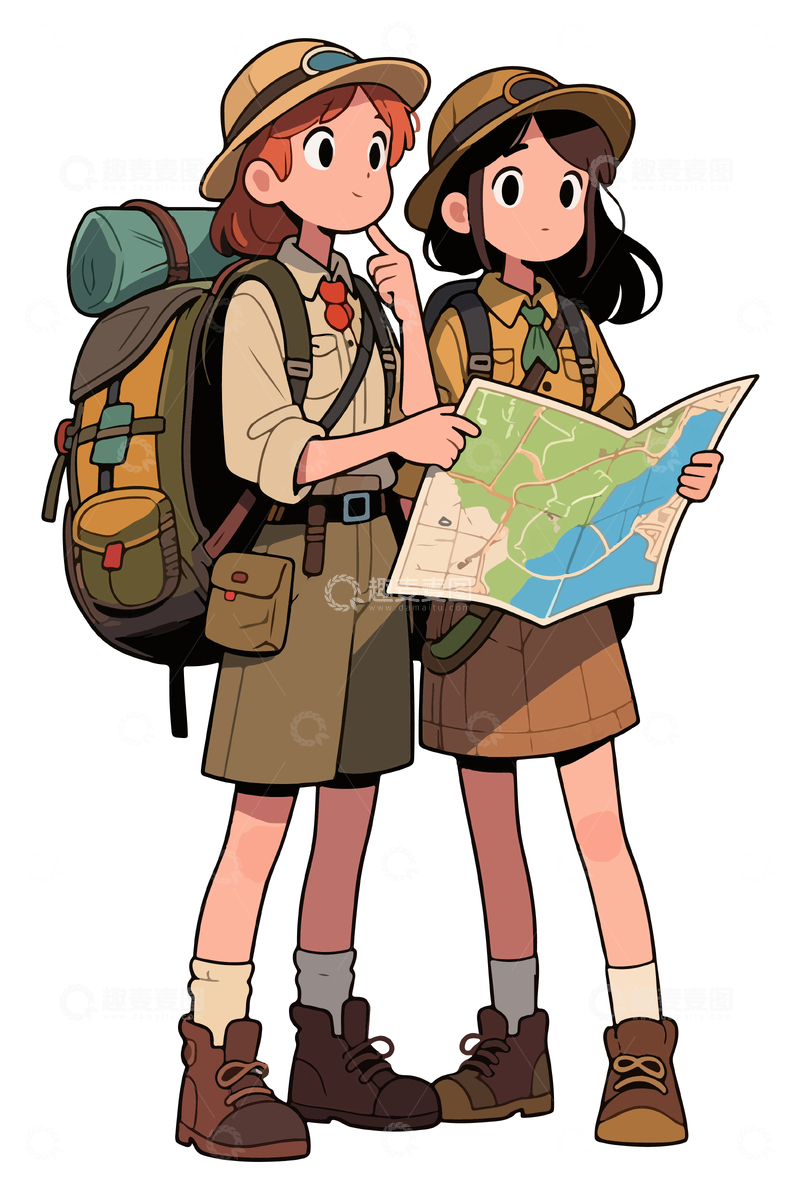 源文件下载【趣麦麦图】-两个探险的女孩2