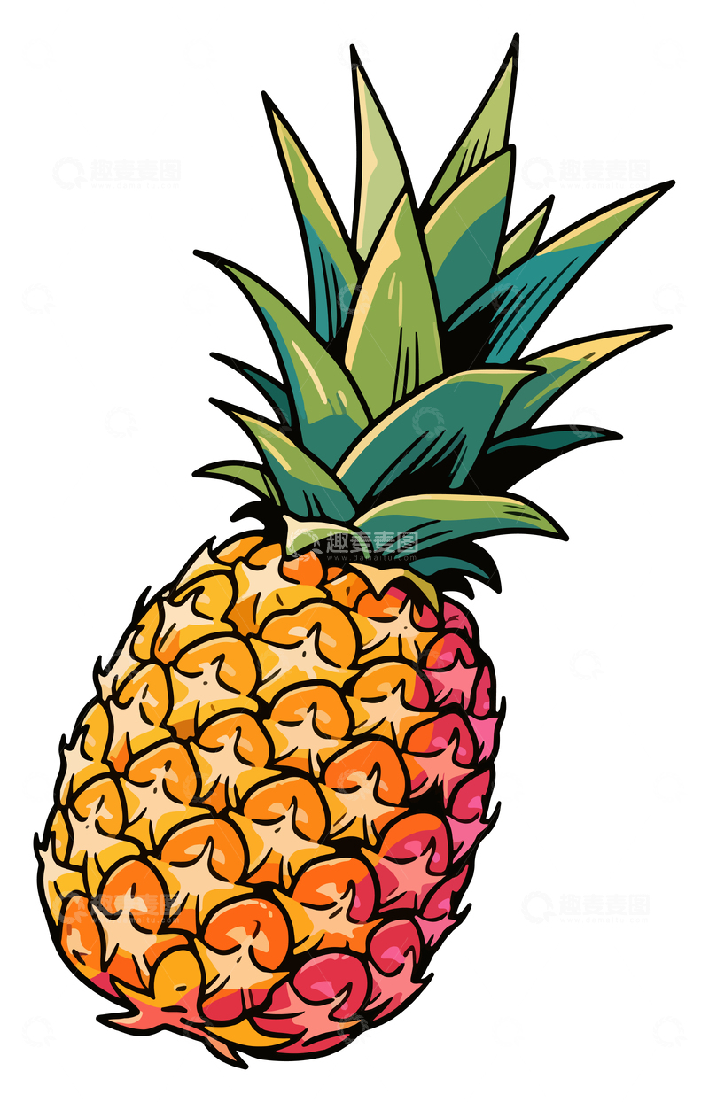 源文件下载【趣麦麦图】-一个凤梨插画2