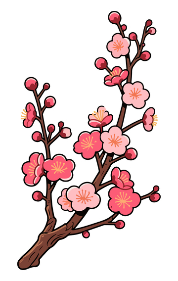 一枝梅花插画