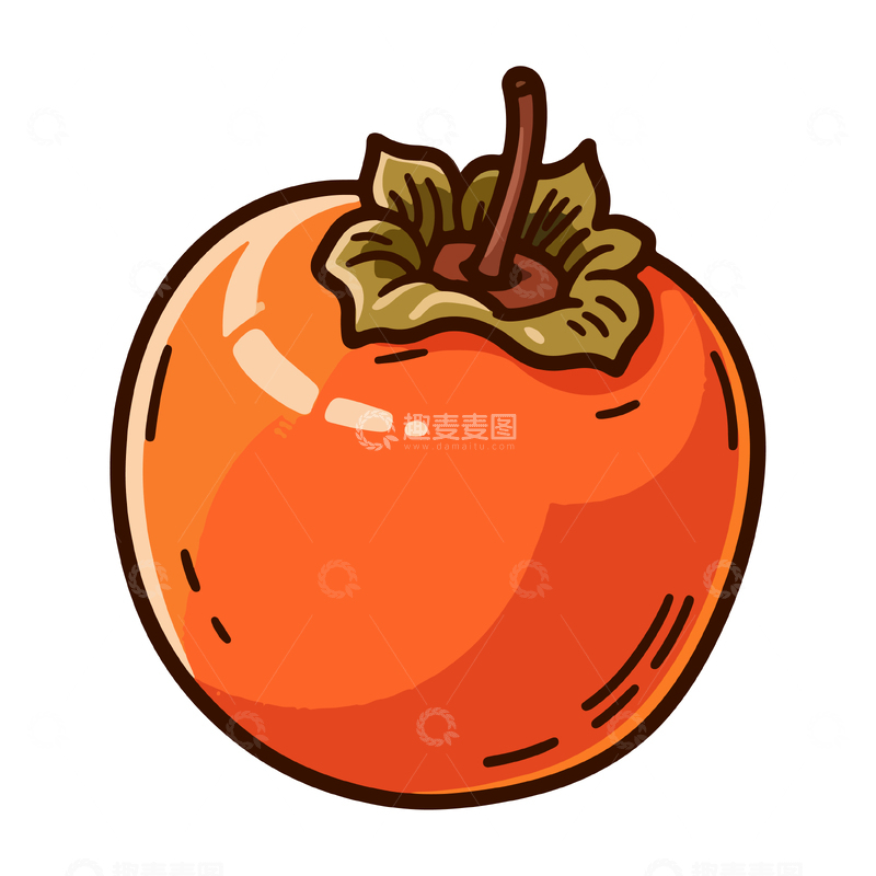 源文件下载【趣麦麦图】-一个柿子插画