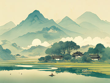 AICG水墨古风乡村场景