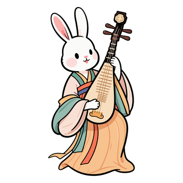 中秋节古装兔子弹琵琶