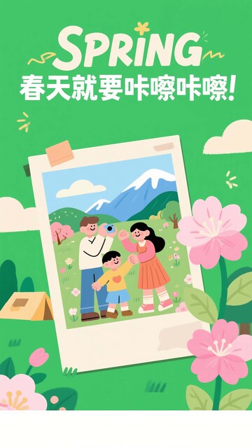 春日家庭出游的美好定格