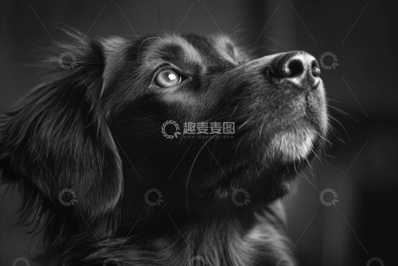 高清大图下载【趣麦麦图】一只仰头的大黑狗