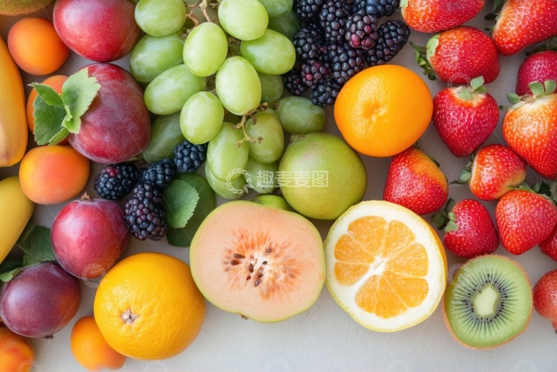 高清大图下载【趣麦麦图】放在桌面上的一堆水果