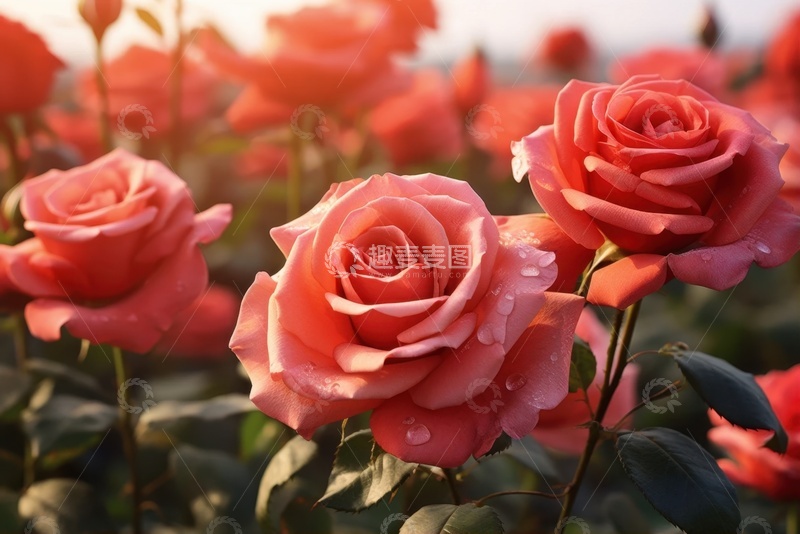 高清大图下载【趣麦麦图】粉色的玫瑰花花田