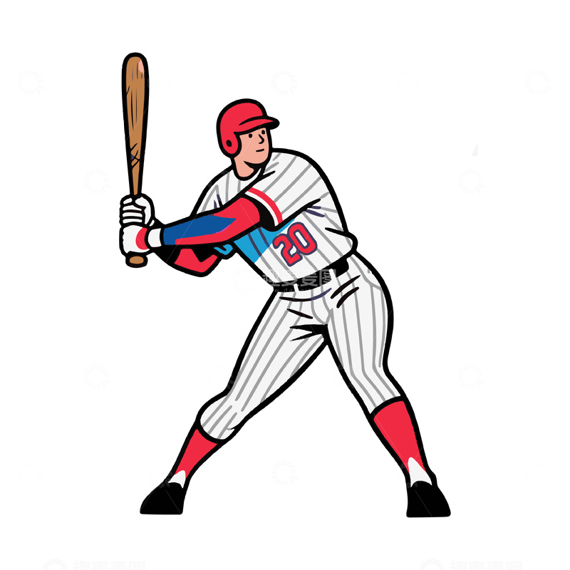 源文件下载【趣麦麦图】一个棒球运动员在打棒球
