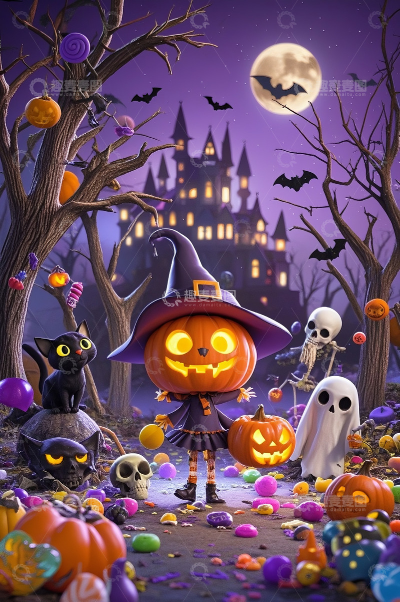 高清大图下载【趣麦麦图】万圣节狂欢夜皮克斯风格2
