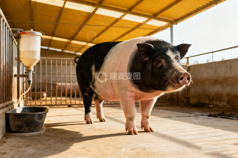 高清大图下载【趣麦麦图】圈舍里的黑白花猪2