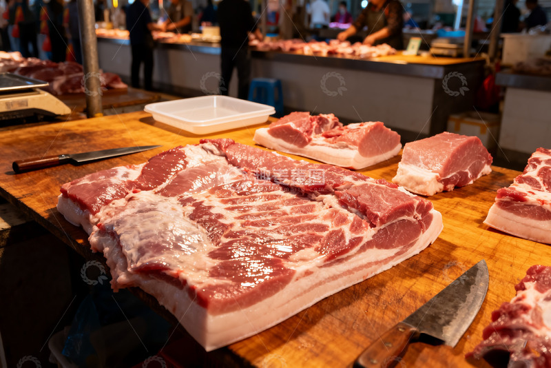 市场摊位上的新鲜猪肉2