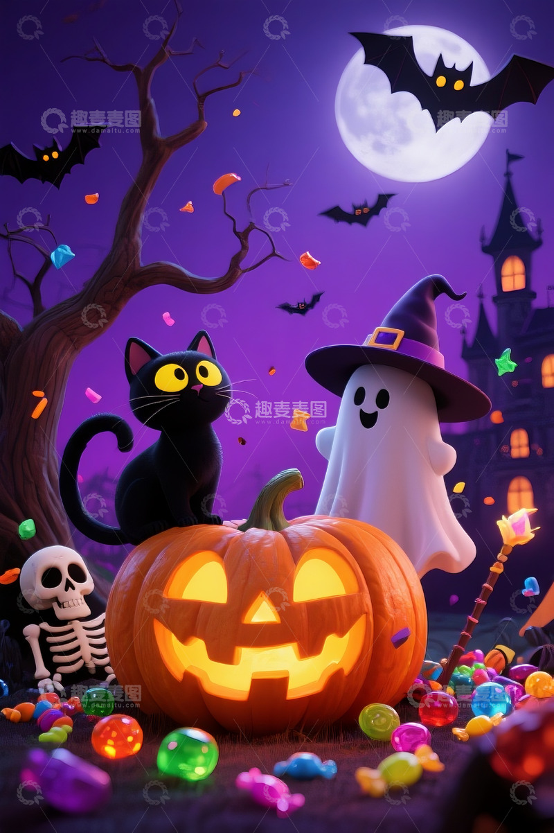 高清大图下载【趣麦麦图】万圣节狂欢夜皮克斯风格3