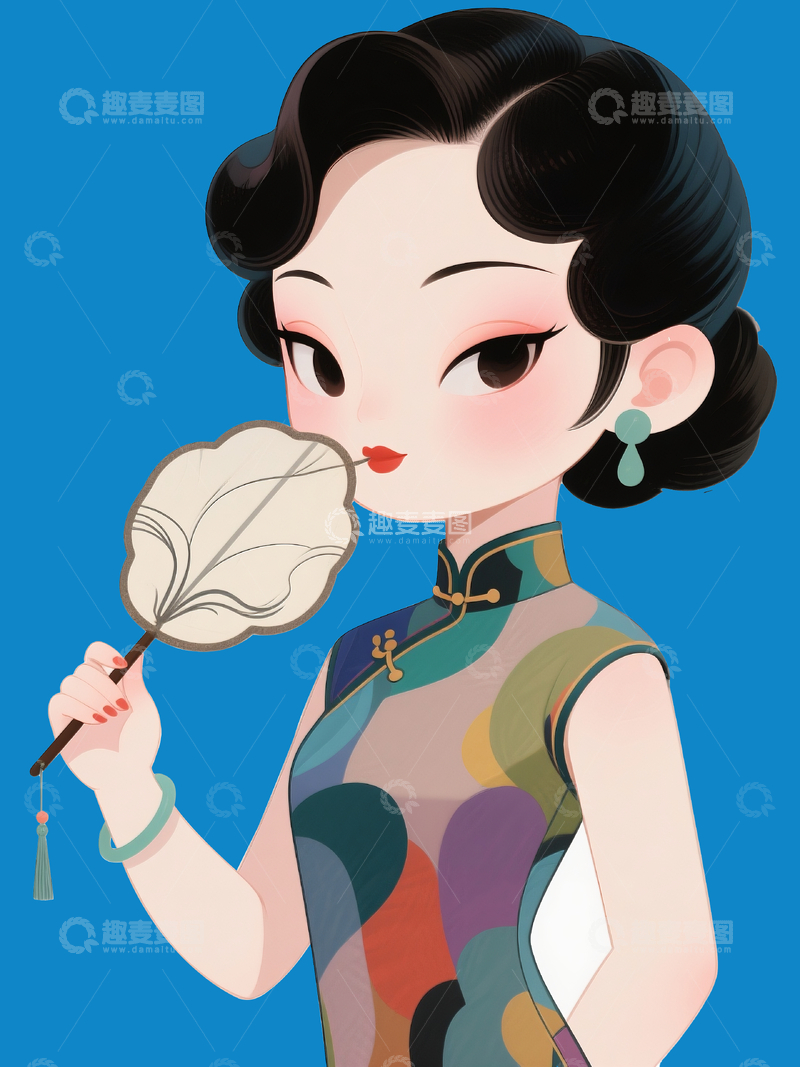 源文件下载【趣麦麦图】极简旧上海美人1