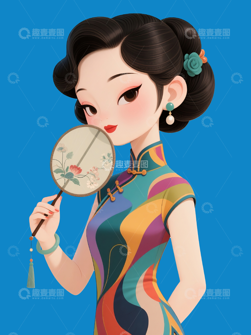 源文件下载【趣麦麦图】极简旧上海美人2