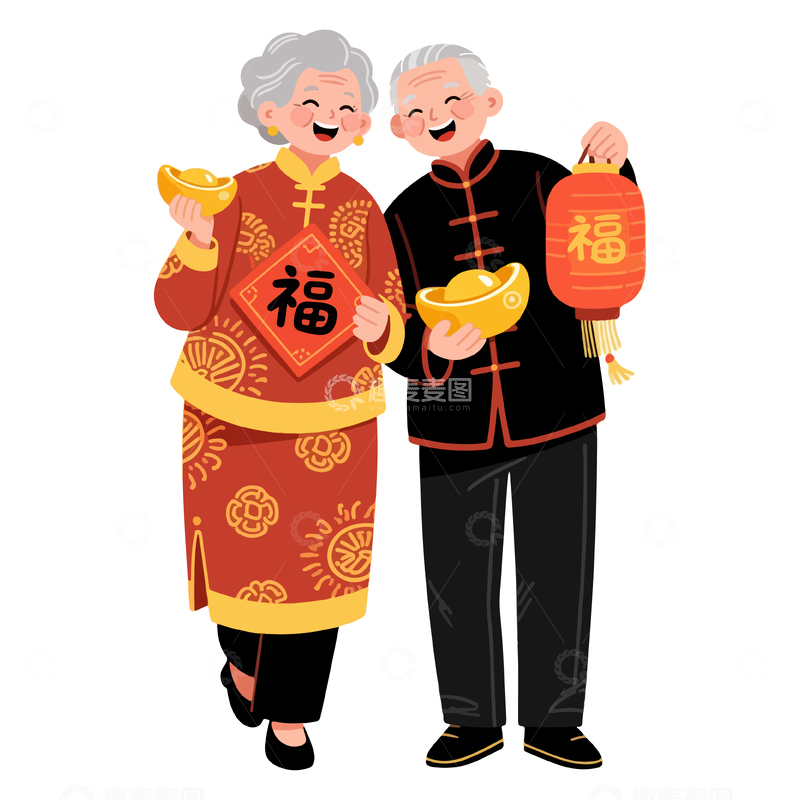 源文件下载【趣麦麦图】-春节喜庆人物老人2
