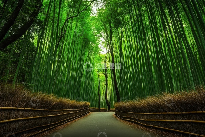 高清大图下载【趣麦麦图】翠绿色的竹林栈道
