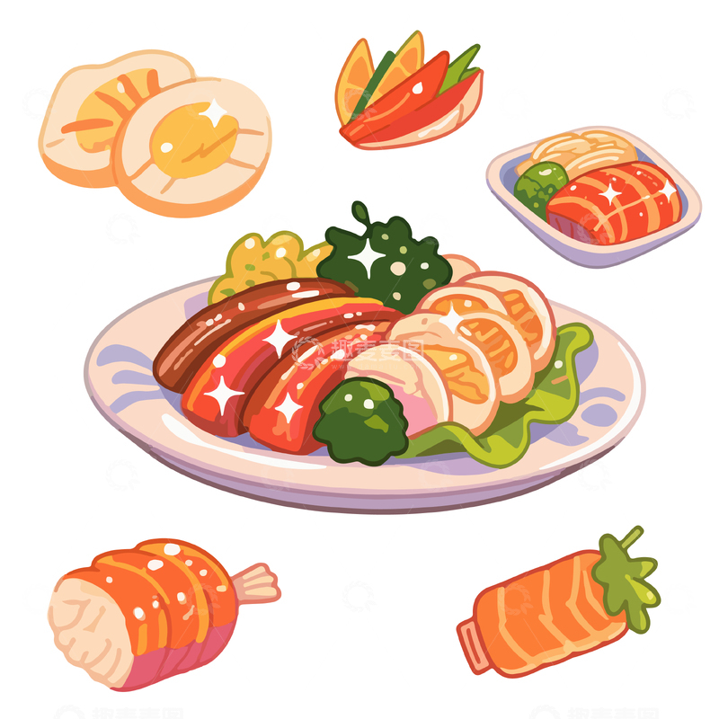 源文件下载【趣麦麦图】-美味的食物插画
