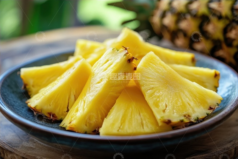 高清大图下载【趣麦麦图】一盘切块的菠萝块
